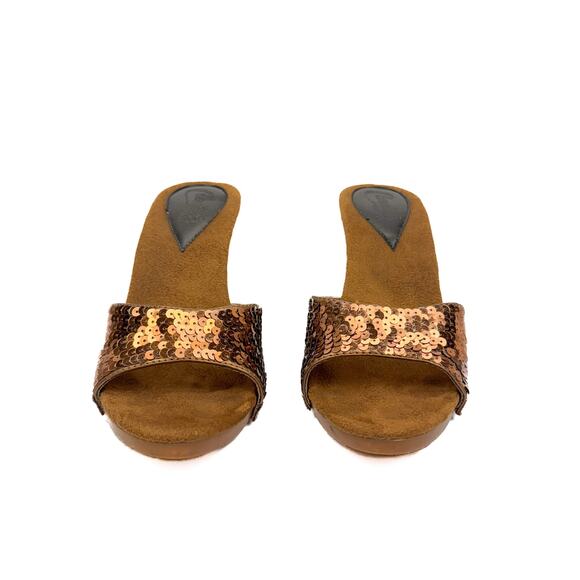 Candie's Vintage Faux Leather Sequin Clog Open Toe Stilleto Sandals 7.5 Boho y2k - Picture 4 of 13